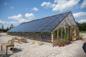 Växthuset som är täckt med solceller. Foto: Christer Widlund